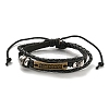 Braided PU Leather & Waxed Cords Triple Layer Multi-strand Bracelets BJEW-P329-06A-AB-1
