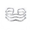Non-Tarnish 304 Stainless Steel Triple Line Wave Open Cuff Ring RJEW-T023-02P-1