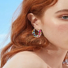 1 Pair Alloy Glass Seed Beads Hoop Earrings EJEW-LP0003-65A-1