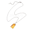 Natural Amber Rectangle Pendant 304 Stainless Steel Satellite Chain Necklaces NJEW-JN05981-01-4