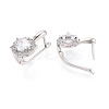 Brass Micro Pave Clear Cubic Zirconia Flower Hoop Earrings EJEW-T048-33P-3