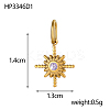 304 Stainless Steel Cubic Zirconia Pendants STAS-OY007-74G-2