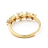 Clear Cubic Zirconia Flower Adjustable Ring RJEW-I087-08-4