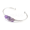 Natural Amethyst Chips Beaded Cuff Bangles PW-WG90661-03-1