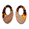 Transparent Resin and Walnut Wood Pendants RESI-T057-02D-2