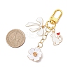 Flower & Bowknot & Cat Alloy Enamel Pendant Decorations HJEW-JM04294-02-3