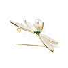 Rhinestonoe Dragonfly with Plastic Imitation Pearl Brooch Pin LS-JEWB-I020-02LG-3