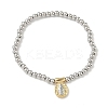 Brass Oval Charms Bracelets BJEW-B148-03A-02-4