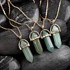 Bullet Natural Green Aventurine Pointed Pendant Necklaces NJEW-BB00024-05-2