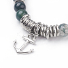 Natural Moss Agate Charm Bracelets BJEW-JB03403-03-2