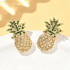 Pineapple Brass Micro Pave Cubic Zirconia Stud Earrings EJEW-A132-09G-1