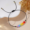 Gemstone Rainbow Heart Beaded Black Cord Adjustable Bracelet for Women YA9246-1-3