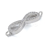 Rack Plating Brass Micro Pave Clear Cubic Zirconia Infinity Connector Charms KK-A234-079P-2