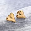 Ion Plating(IP) 304 Stainless Steel Heart Stud Earrings for Women LS-EJEW-F300-09G-4