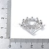 Rack Plating Brass Micro Pave Clear Cubic Zirconia Heart Crown Connector Charms KK-A234-060P-3