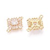 Brass Pave Clear Cubic Zirconia Connector Charms KK-N284-11G-2