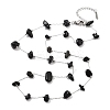 Natural Obsidian Nuggets Link Chain Necklaces NJEW-H041-06P-04-1