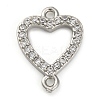 Brass Micro Pave Clear Cubic Zirconia Heart Links Connector Charms KK-A230-03A-P-1
