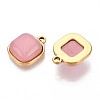 Natural Rose Quartz Square Pendants STAS-N109-211C-G-2