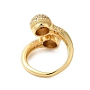 Round Brass Micro Pave Clear Cubic Zirconia Open Cuff Rings for Women RJEW-A046-10G-3