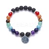 Alloy Buddha Charm Chakra Round Gemstone Beaded Stretch Bracelets ID6522-2-1