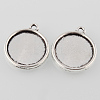 Tibetan Style Alloy Flat Round Pendant Cabochon Settings TIBEP-M022-31AS-2