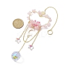 Natural Rose Quartz Chip Beads with Brass Finding Pendant Decorations HJEW-JM01815-04-3