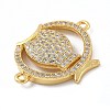 Rack Plating Brass Micro Pave Clear Cubic Zirconia Fish Connector Charms kk-A234-46G-2
