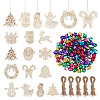 65Pcs 13 Styles Christmas Theme Wood Pendants WOOD-AR0001-40-1