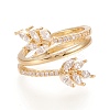 Adjustable Brass Micro Pave Clear Cubic Zirconia Cuff Rings RJEW-M133-01G-1