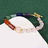 Natural Rose Quartz & Natural Mixed Stone & Brass Round & Prism Beaded Bracelets for Women BJEW-G752-01G-04-2