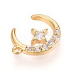 Brass Micro Pave Clear Cubic Zirconia Pendants KK-T075-49G-2