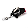 Halloween Ghost and Pumpkin Glitter Powder Felt & ABS Plastic Badge Reel AJEW-I053-17-3