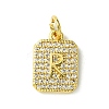 Rack Plating Brass Micro Pave Clear Cubic Zirconia Charms KK-G501-01R-G-1