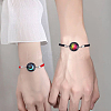 1 Set 2Pcs Valentine's Day Luminous 304 Stainless Steel Glass Flat Round Link Bracelet Sets BJEW-LP0001-35A-4
