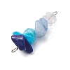 6Pcs Mixed Gemstone Chip Beaded Connector Charms Set PALLOY-JF02770-02-4