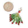 3Pcs Glass Beaded Tassel Big Pendants PALLOY-JF02983-3