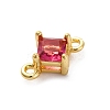Brass Cubic Zirconia Rhombus Connector Charms LS-KK-F894-12G-03-2