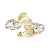 Rack Plating Brass Heart Dangle Stud Earrings with Cubic Zirconia EJEW-D069-06GP-2