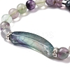 Natural Fluorite Beads Charm Bracelets BJEW-K164-B12-3