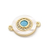 Brass Micro Pave Clear Cubic Zirconia & Shell Connector Charms KK-M303-03G-01-2