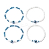 2Pcs 2 Styles Evil Eye Glass Beads Stretch Bracelets & Glass Seed Beads Stretch Bracelets for Women BJEW-JB11895-2