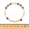 Natural Amethyst & Freshwater Pearl Beaded Copper French Wired Cuff Bangles for Women BJEW-JB13987-02-4