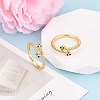 Brass Micro Pave Cubic Zirconia Cuff Rings for Women KK-T071-78G-1