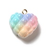 Rainbow Color Opaque Resin Waffle Beads Pendants LS-RESI-F035-01-1
