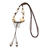 Ethnic Style Alloy & Porcelain Ceramic Beads Butterfly Pendant Tassel Y Necklaces NJEW-D308-01D-2