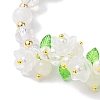 Flower Glass & Acrylic Braided Bead Adjustable Bracelets for Women BJEW-JB10445-3