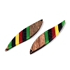 Jamaican Colour Epoxy Resin & Walnut Wood Pendants RESI-N039-122E-2