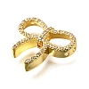 Brass Micro Pave Clear Cubic Zirconia Bowknot Multi-Strand Links KK-V008-27G-2