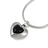 PVD Vacuum Plating 304 Stainless Steel Cubic Zirconia Heart Pendant Round Snake Chain Necklaces for Women NJEW-Z044-08P-2